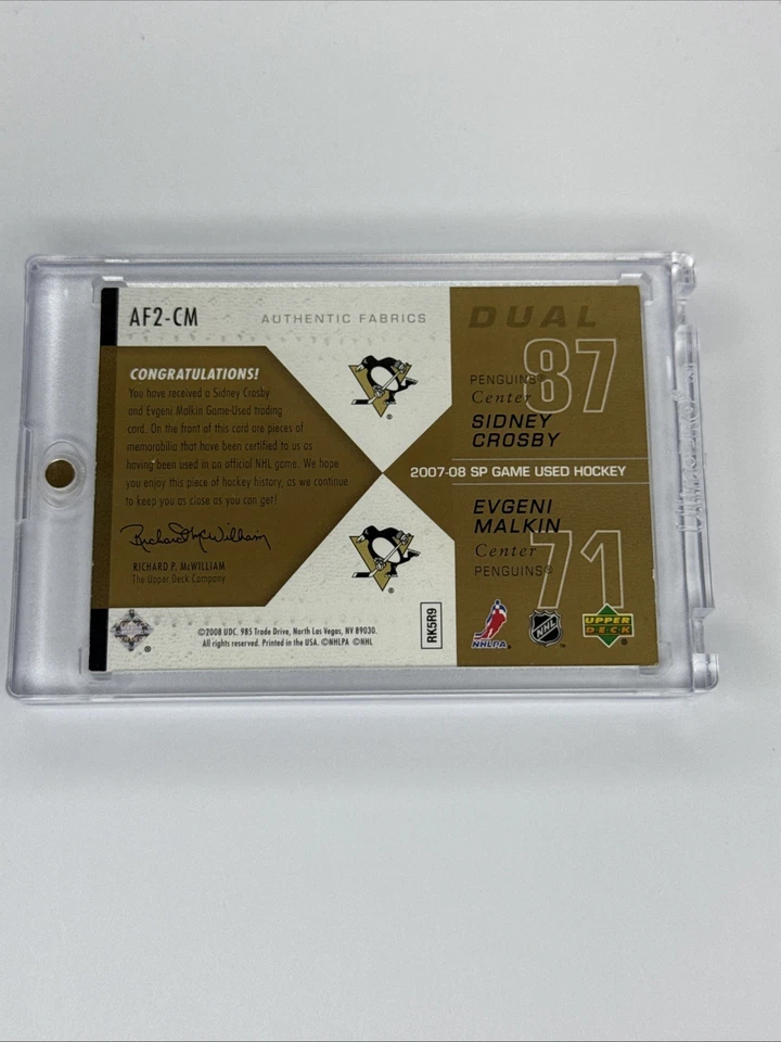 2008 SP Game Used Sidney Crosby Evgeni Malkin Dual Fabrics /25 - Image 2 of 2