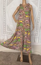 50s 60s Tribal Cotton Jumpsuit Psychedelic Elephant Bells Beachy Beatnik