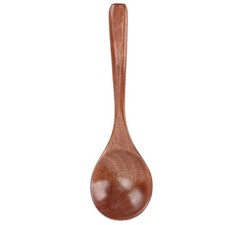 Hand Made Wooden Soup Spoons 8 Inch Round Ramen Serving Scooper 2 PCS