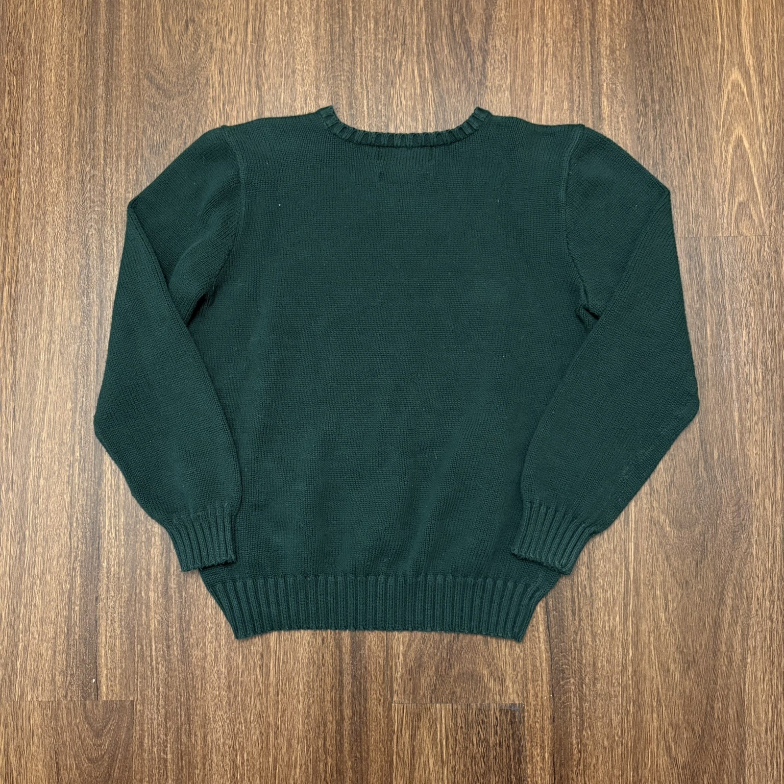 Vintage Polo Ralph Lauren Pullover Sweater Size L Green 100% Cotton Crewneck thumbnail 6