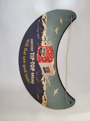 Vintage Tip Top Bread Sign Die Cut Double Sided Bakery Advertising