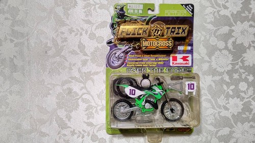 629 2 Vintage 2000 Flick Trix Motocross Bike 10 Kawasaki Spin Master Toys Unope