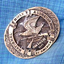 National Rifle Association 1871 Belt Buckle NOS Vtg 1970s Norman Co ADM .GMP688