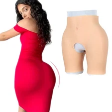 Silicone Butt Hip Enhancement Women Open Crotch Pants Hip Shaper Padded Cosplay
