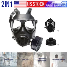MF11 Gas Masks Survival Chemical Full Face Respirator Mask with 40MM Filters Box
