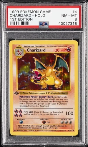 1999 POKEMON GAME 1ST ED #4 CHARIZARD-HOLO PSA 8