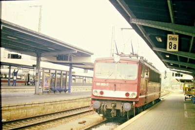 E-Lok 155 003-7 im Bhf ?, Original Dia, Vintage