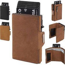 Pop-up Slim RFID Card Holder Minimalist Leather Credit Card Wallet for Men Women