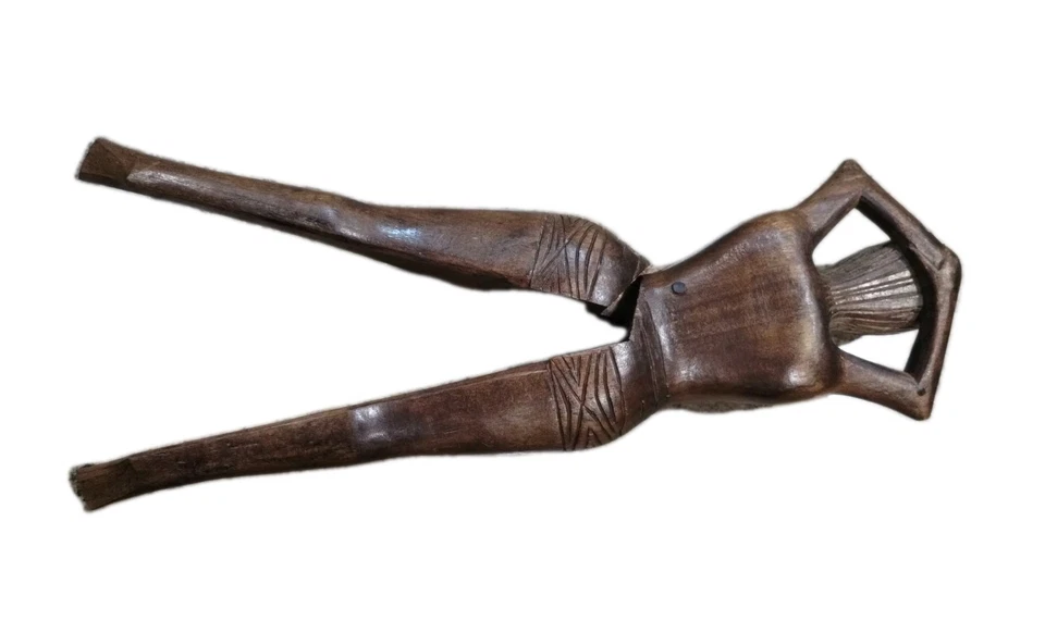 Vintage Nutcracker Hand Carved Wooden Woman Folk Art 13" Philippines Nude - Image 4 of 4