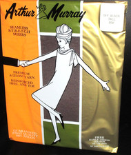 Vintage Arthur Murray Off Black Seamless Nylon Stockings Late 60s Off black Tall