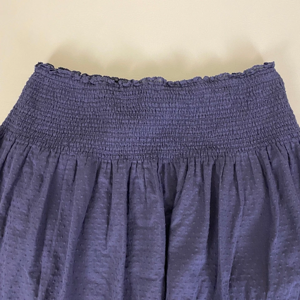 J. Crew Skirt Size Women's Small Blue Ruffle Hem Smocked Waist Cotton Mini - Image 2 of 4