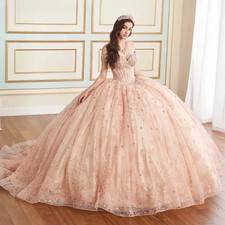 Light Pink Quinceanera Dresses Ball Gowns Lace Appliques Beaded Corset Sweet 16