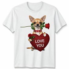 Chihuahua Dog LOVE YOU Text Design Shirt Ladies Men Kids Pet Animal