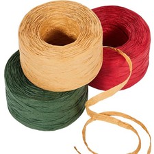 Sooez 3 Rolls Raffia Ribbon Twine String, 540 Feet Christmas Wrapping Paper ...