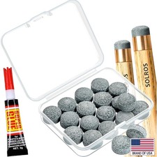 Billiard Pool Cue Tips Pool Cue Stick Tip Replacement Repair Kit w/ Storage Box