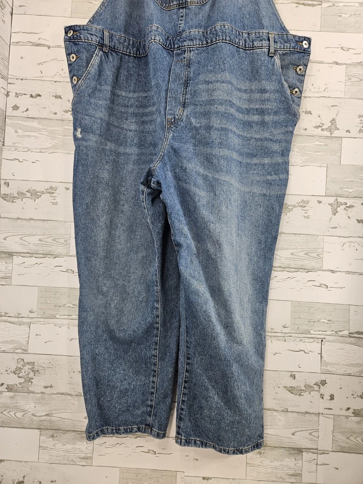 Mono de mezclilla H&M Plus 100 % algodón pierna recta babero bolsillo para mujer 3x grande Foto 3 de 4