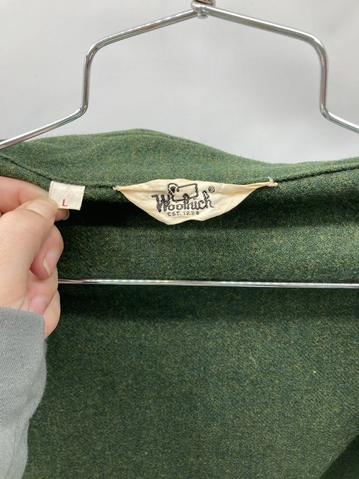 Vtg Woolrich Men’s Large Chore Four Pocket Flannel Coat Button Up Wool - Image 2 of 4