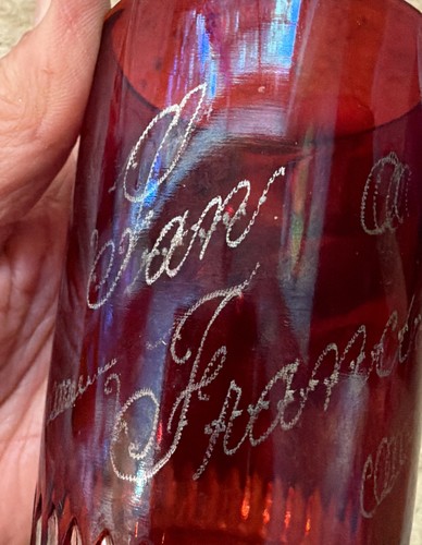 Ruby Etched Glass Panama Pacific Souvenir Exposition 1915 Expo! Pretty!