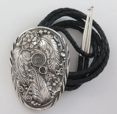 Magnificent XXL Sterling Silver Ornate Appliqué Heavy Southwestern Bolo Tie