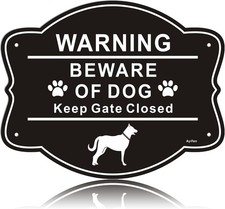 Beware of Dog Sign for Fence,10x8 Inch Rust Free 10x8", black-style1-1pack