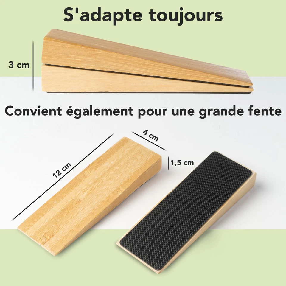 Cale-porte en bambou antidérapant - Lot de 2 blocs porte en bois - Photo 4/4