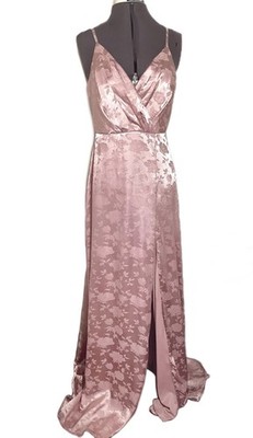 Lulus Radiant Refinement Satin Jacquard Maxi Dress M Dusty Rose Wedding  Prom | eBay