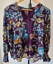 Johnny Was Silk Floral Woven Button Front Smo...