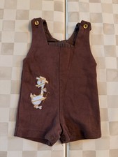 Vintage 70s/80s Baby Brown One Piece Romper Embroidered Duck 0-3