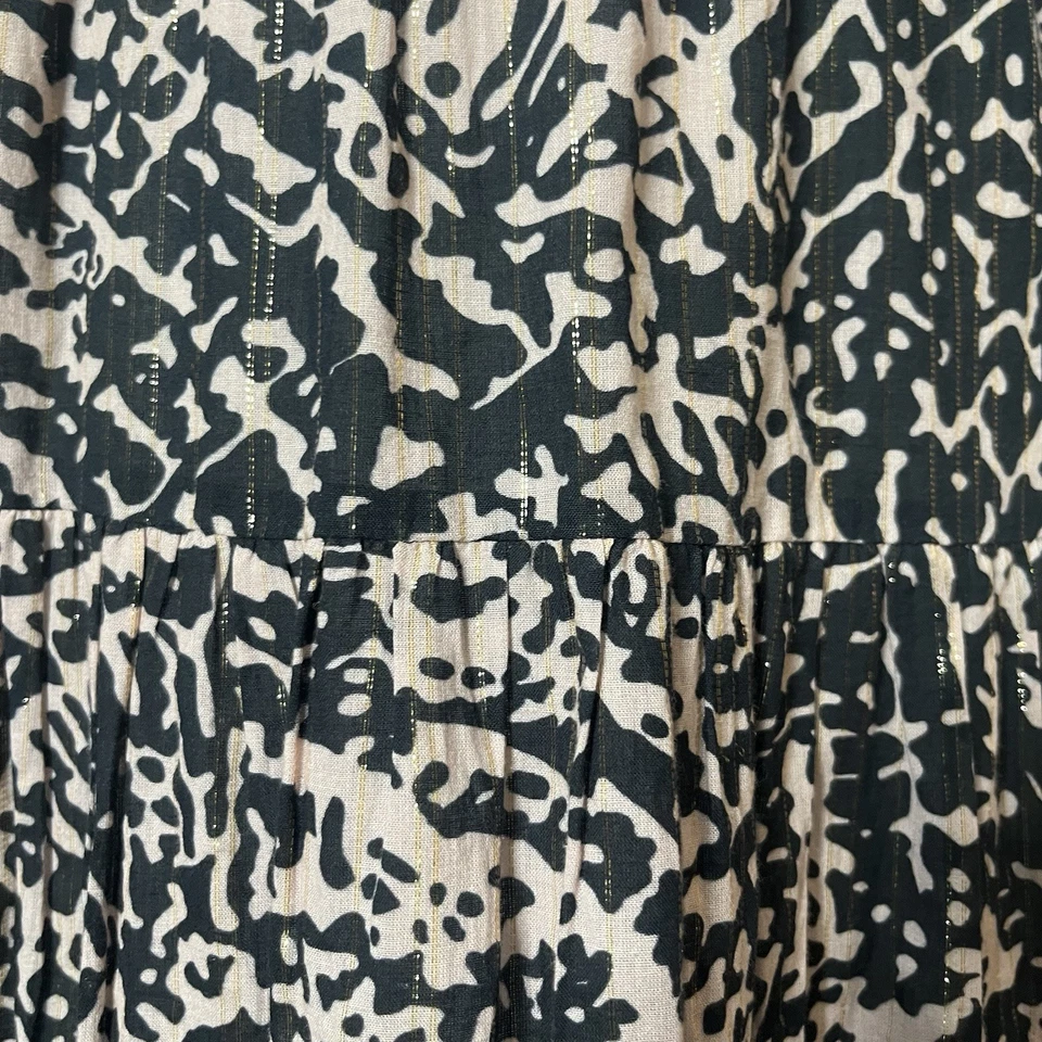 CK Bradley Women’s Black/Tan/Gold Long Sleeve Tiered Cotton Maxi Dress L NWOT - Image 4 of 4