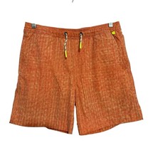 Psycho Bunny Boys Size 14-16 Orange Green Mesh Lined Swim Trunks Shorts