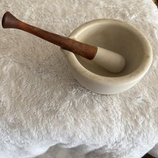 Antique T.M.& S. Thomas Maddock & Sons 1/0 Mortar and Pestle & Wood Handle VGC