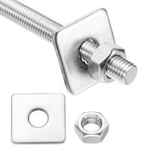 M10x40mm Fully Threaded Rod 304 Stainless Steel Rod with Nut Square Washer