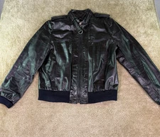 Vintage Bermans Jacket Mens Sz 46L Black Leather Bomber Full Zip