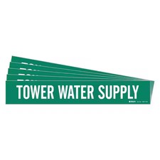 Brady 7287-1Hv-Pk Pipe Marker, Tower Water Supply, Pk5,  7287-1Hv-Pk