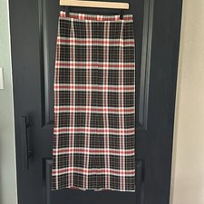 Vintage Norben California Plaid Pencil Skirt with Stretch. 15 waist 39 length