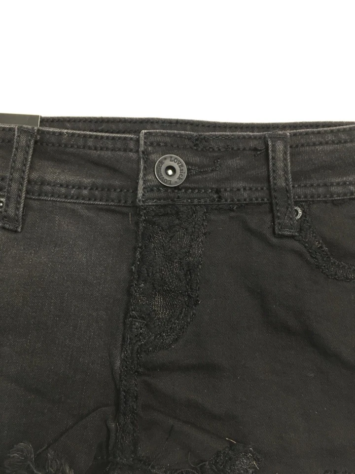 Pantalones Cortos Lovesick Juniors Negros Deshilachados Dobladillo Encaje Talla 1 NUEVO Foto 2 de 4