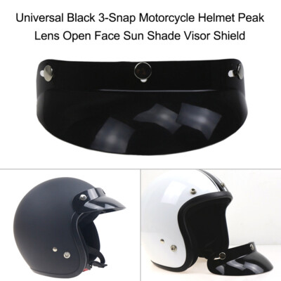 Universal 3-Snap Motorcycle Helmet Peak Open Face Sun Shade Visor