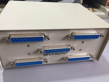 4 Way ABCD DB25 Computer PC Manual Switch Box 1 Printers/ Printer Share , NEW