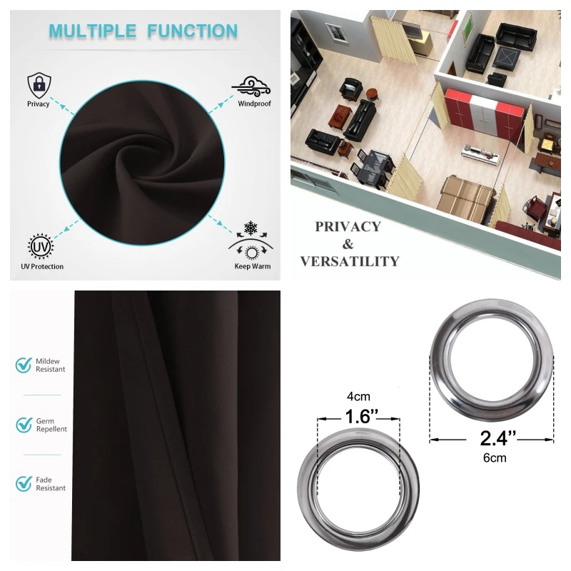 1P ЗАТЕМНЕНИЕ БЕЗ ПОДКЛАДКИ ТЯЖЕЛАЯ ТОЛСТАЯ ТЕПЛОВАЯ ПАНЕЛЬ ОКОННАЯ ЗАНАВЕСКА ОЧЕНЬ ШИРОКАЯ 100 «X 84» - Изображение 3 из 3