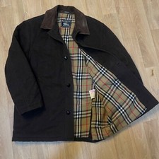 VTG BURBERRY Jacket coat nova Check VIRGIN WOOL QUILTED corduroy collar size L
