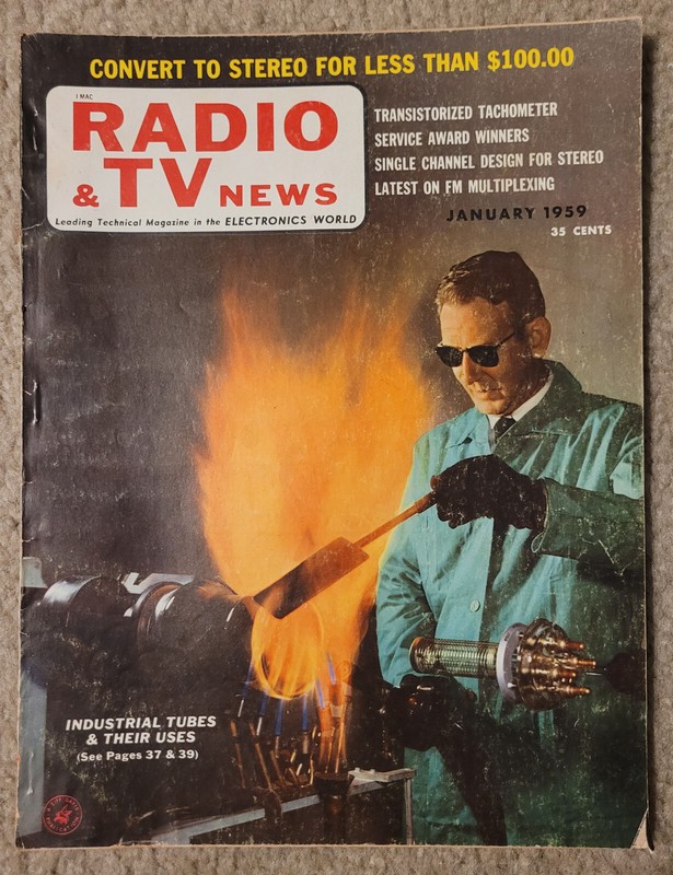 Radio & TV News Magazine January 1959 Industrial Tubes, Stereo, and Much More!