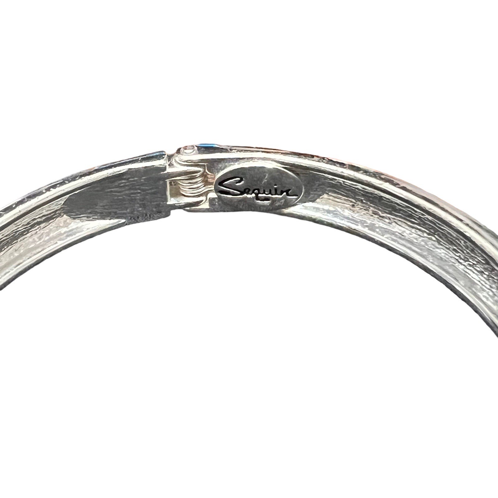 Sequin Teal Blue Bangle Southwest Stackable Hinge… - image 9