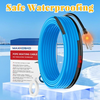MAXKOSKO 3ft Self-Regulating Heater Tape for Metal And Plastic Home Pipes