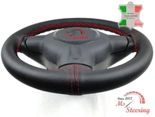 FOR CHEVROLET CRUZE 11-13 BLACK LEATHER STEERING WHEEL COVER, RED 2 STIT