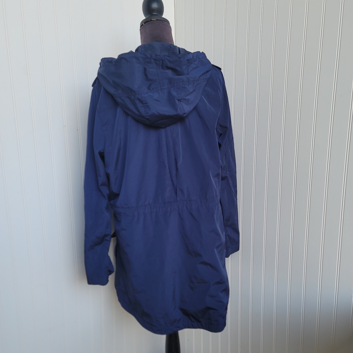 GAP NAVY Shiny BLUE HOODED Zip Button FRONT ANORAK STYLE JACKET