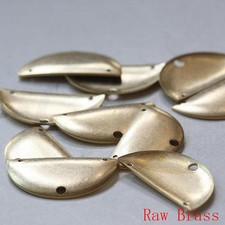 4 Pieces Raw Brass 3 Holes Half Circle - Moon - Charm 35x19mm 3728C 