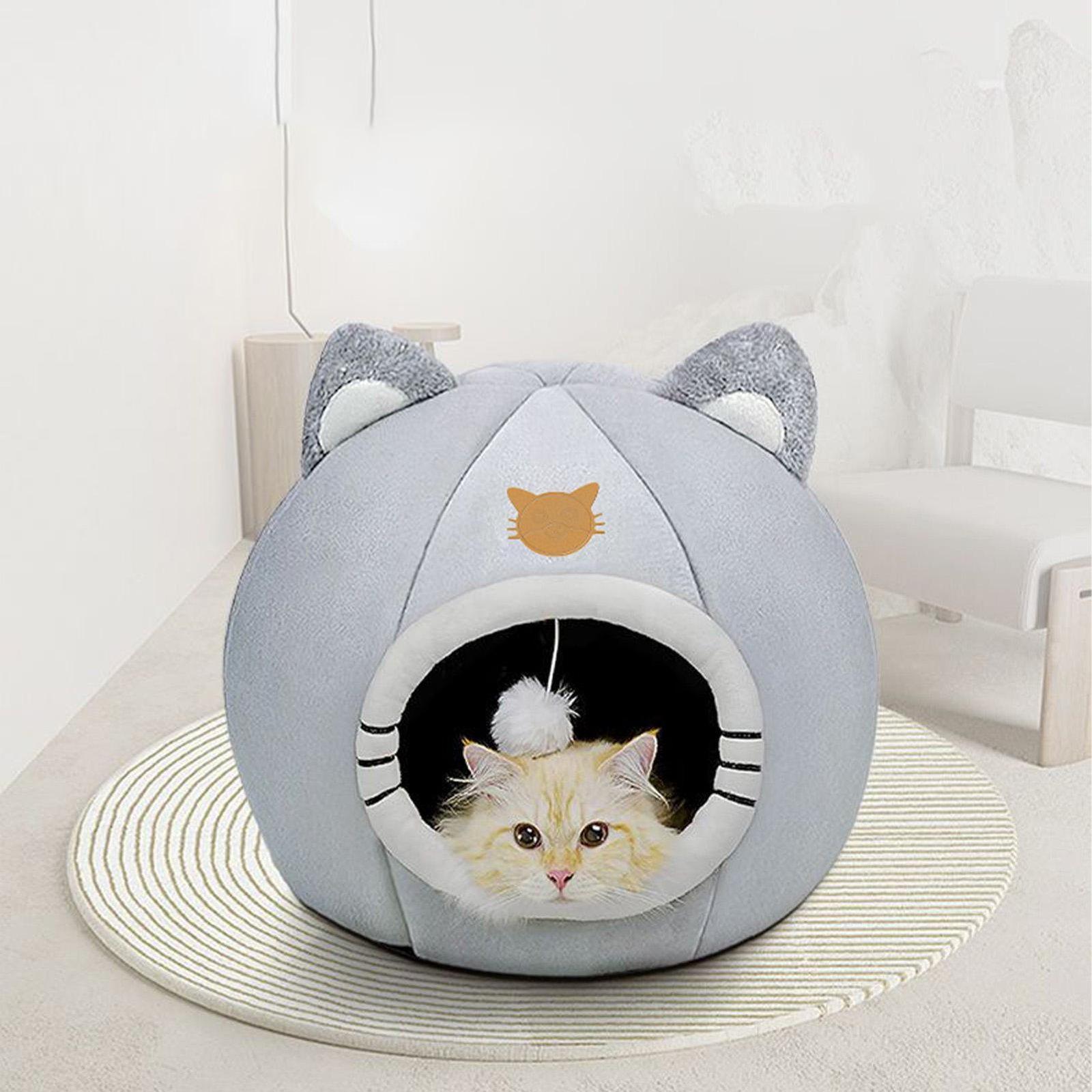 Cat Bed Cave Large Felt Cat CaveHut For Indoor Cats 2in1 Soft eBay