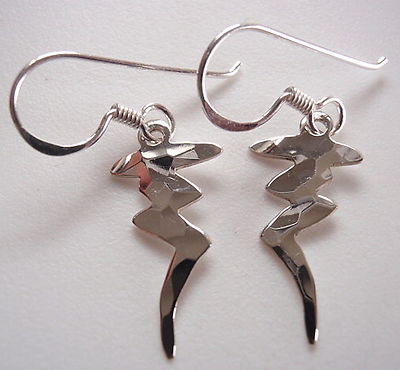 Gehämmerte Zick Zack Ohrringe 925 Sterling Silber Ohrhänger