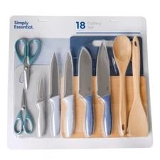 Simply Essential 18 Piece Knife Set Stainless Steel Blades Kitchen Cutlery New