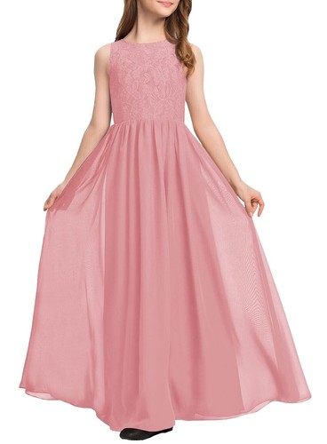 open lace back dress BABARONI A-Line Bow Ruffle Junior Bridesmaid Dresses Pearl Pink, Pearl Pink / J4 main image 0